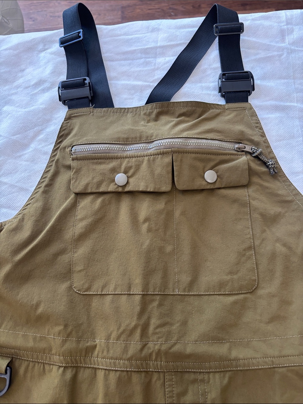 Women's Olive Utility Overall shorts